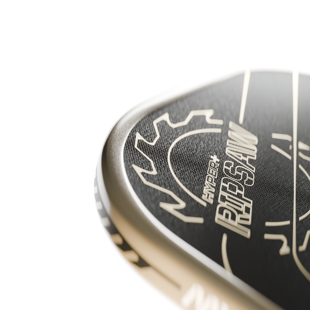 Close up of the RIPSAW saw blade badge at the top corner of the face